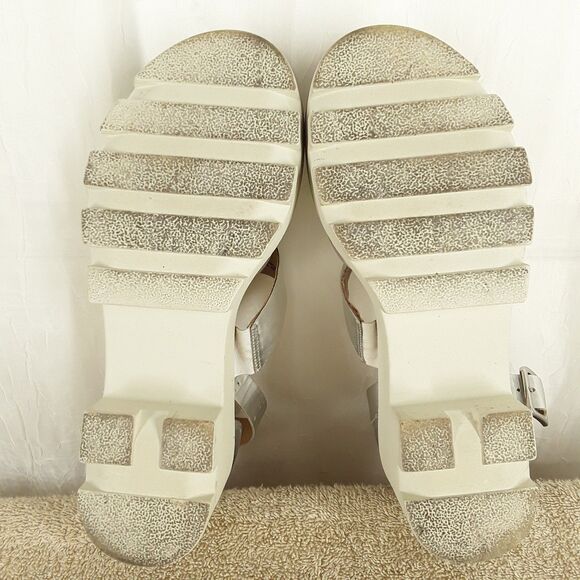 BP. Women's sz 8M Silver Sandals, Chunky Platform Block Heel Strappy Party Shoes - Picture 10 of 10